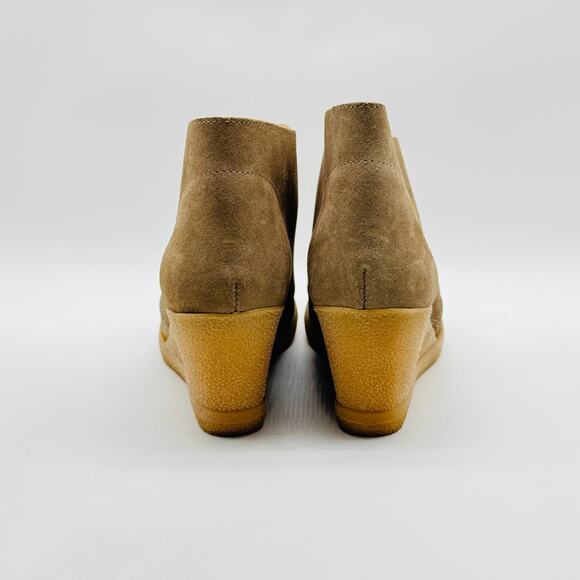 J Crew Ankle Boots Womens 8 Brown Suede Wedge Heels Chukka Booties Desert Shoes - Picture 6 of 12